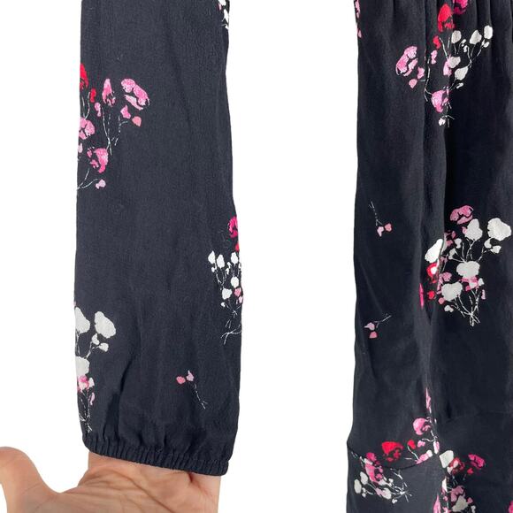 Express Floral Printed Ruffle Faux Wrap Mini Dress Black Size XS - Picture 4 of 7